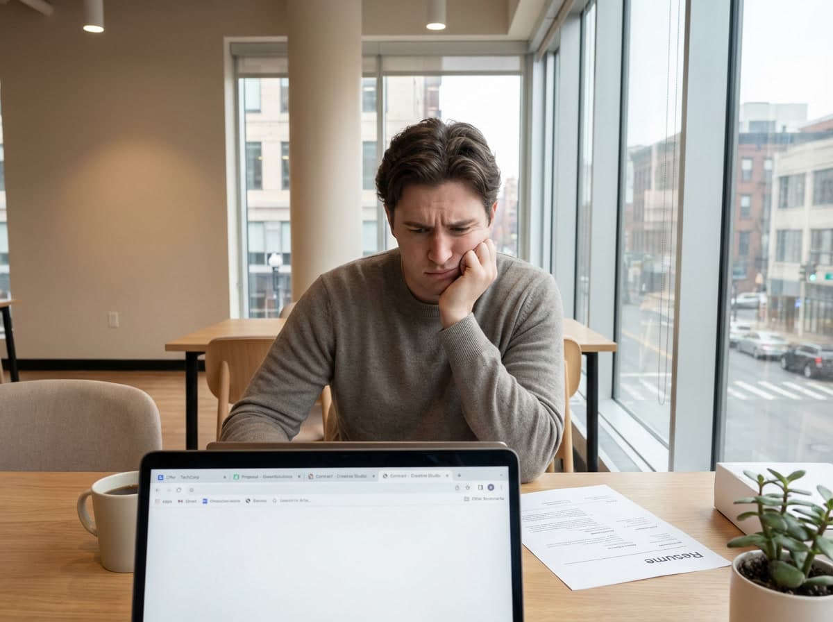 Personne hésitante face à plusieurs offres d'emploi ouvertes