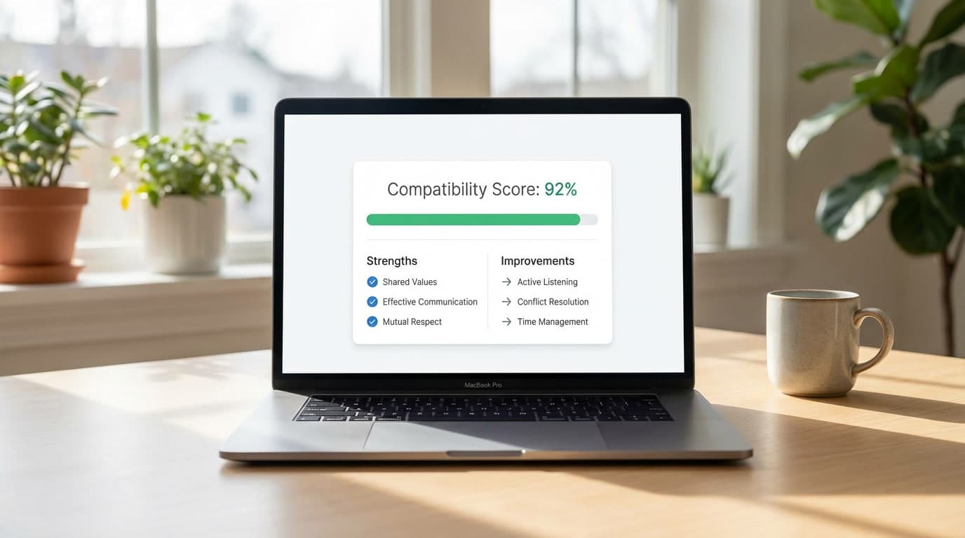Mockup : score de compatibilité, points forts et améliorations